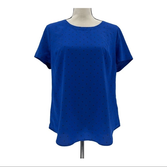 Merona Short Sleeve Keyhole Polka Dot Blouse Sz L - Picture 1 of 8